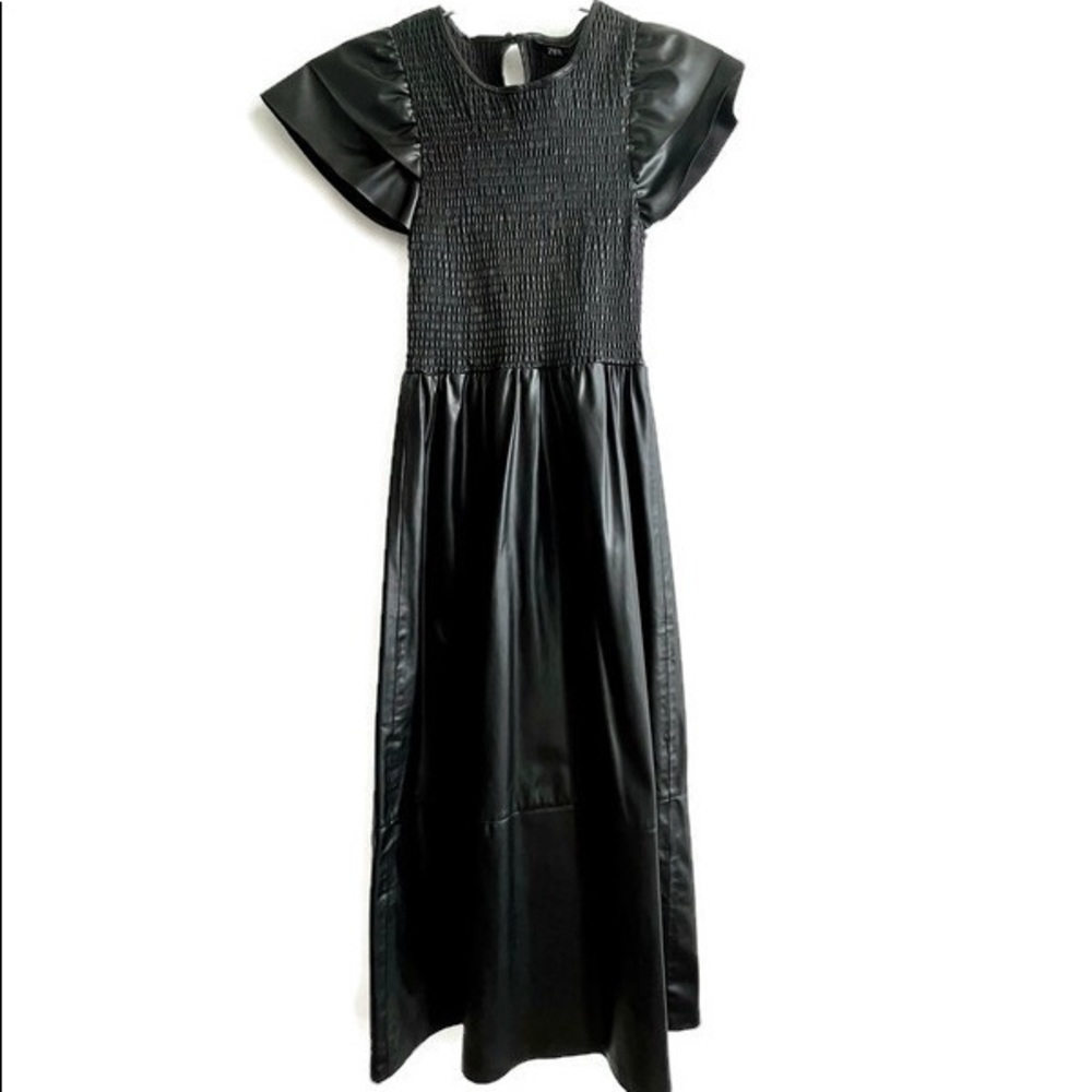 ZARA Faux Leather Midi Dress
